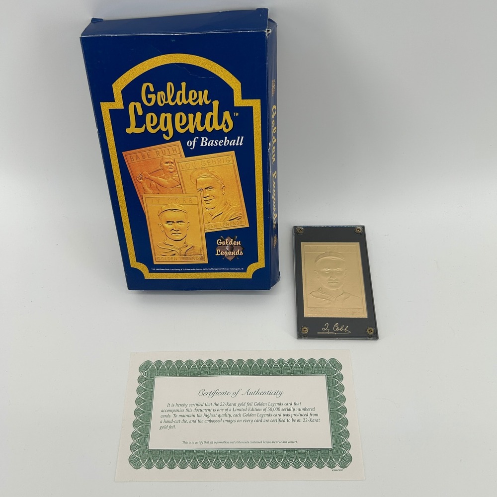 Ty Cobb 1995 Golden Legends 22K Gold Foil Baseball Card Limited Edition COA Box